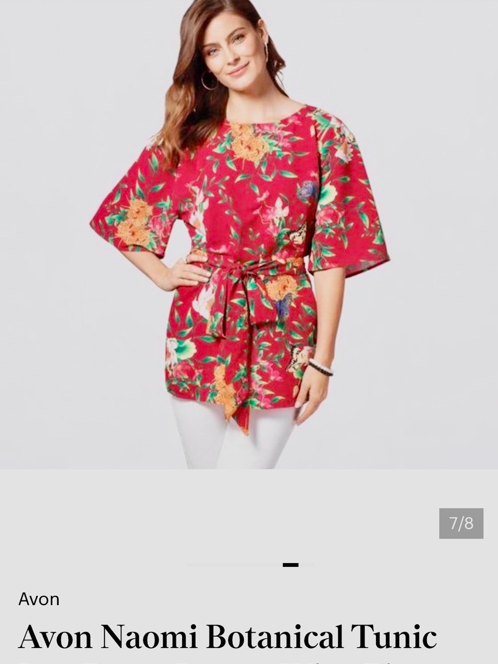 Avon Red Botanical Tie-Waist Tunic